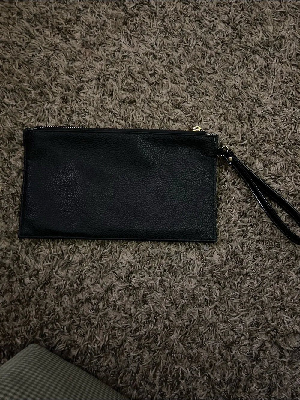 Juicy Couture Black Leather Zip Wristlet with Gold Logo